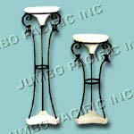 Wrought iron lamp stand comes in two sizes.
